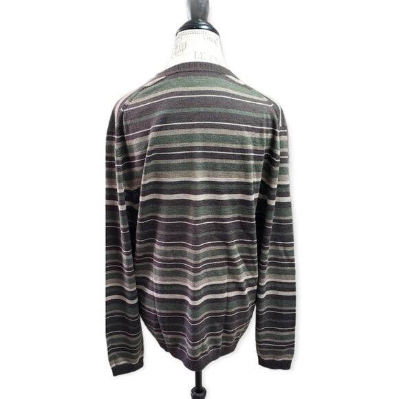 Structure 100% Fine Italian Merino Wool Fall Colored V Neck Sweater Men's Large - Picture 3 of 7